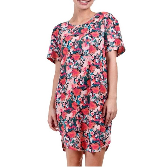 NWOT Natori Women's, Size Small Pink Watercolor Floral T- Shirt - Picture 1 of 10